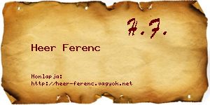 Heer Ferenc névjegykártya